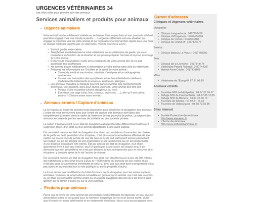 ASUV34, urgences vétérinaires