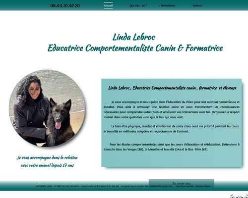 Linda Lebroc  Educatrice Dresseuse Comportementaliste Canin