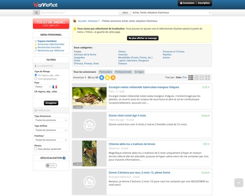 Petites annonces animaux